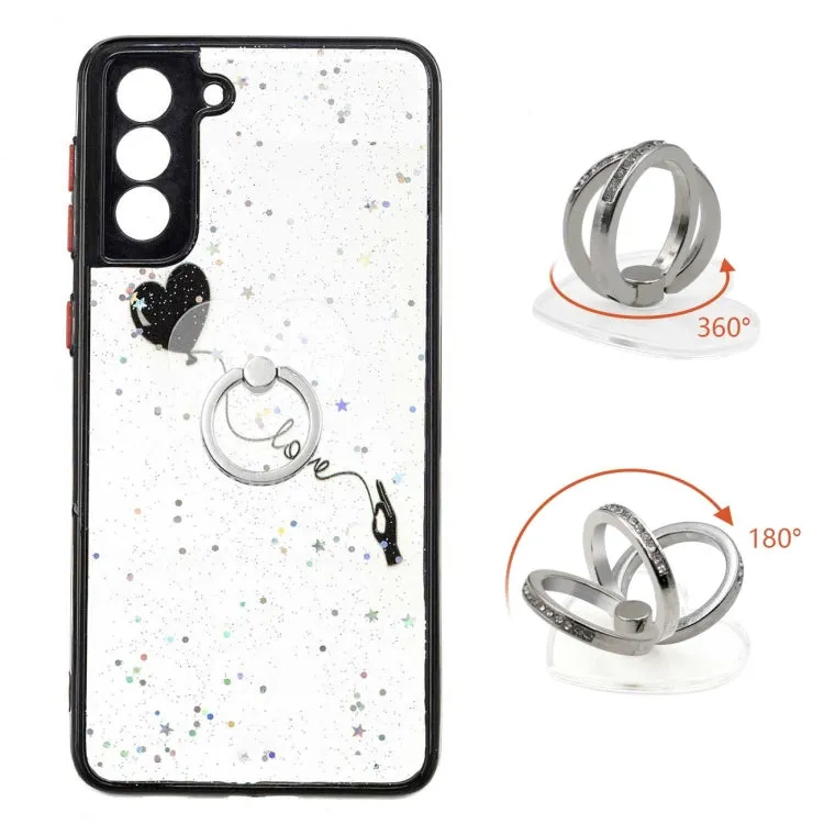 For Samsung Galaxy S21  5G Colored Drawing Starry Sky Epoxy TPU Shockproof Case with Ring