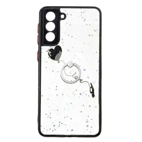 For Samsung Galaxy S21  5G Colored Drawing Starry Sky Epoxy TPU Shockproof Case with Ring