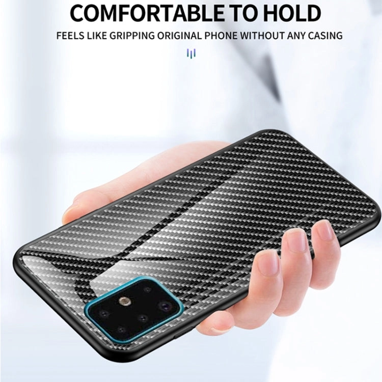 For Samsung Galaxy S21  5G Gradient Carbon Fiber Texture TPU Border Tempered Glass Case(Colorful