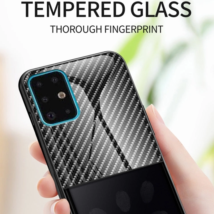 For Samsung Galaxy S21  5G Gradient Carbon Fiber Texture TPU Border Tempered Glass Case(Colorful