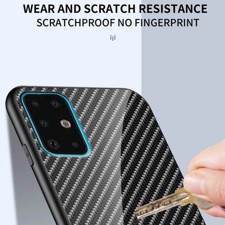 For Samsung Galaxy S21  5G Gradient Carbon Fiber Texture TPU Border Tempered Glass Case(Colorful