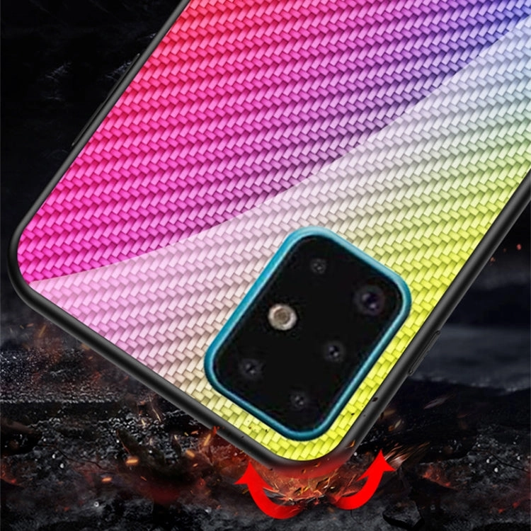 For Samsung Galaxy S21  5G Gradient Carbon Fiber Texture TPU Border Tempered Glass Case(Colorful