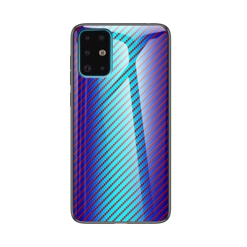 For Samsung Galaxy S21  5G Gradient Carbon Fiber Texture TPU Border Tempered Glass Case(Colorful