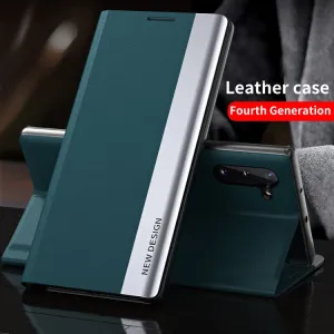 For Samsung Galaxy S21  5G Side Electroplated Magnetic Ultra-Thin Horizontal Flip Leather Case with