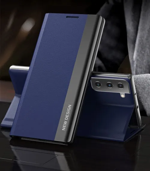 For Samsung Galaxy S21  5G Side Electroplated Magnetic Ultra-Thin Horizontal Flip Leather Case with