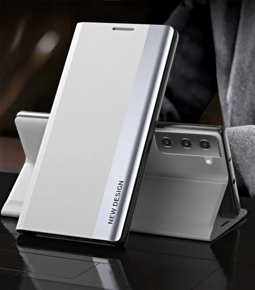 For Samsung Galaxy S21  5G Side Electroplated Magnetic Ultra-Thin Horizontal Flip Leather Case with