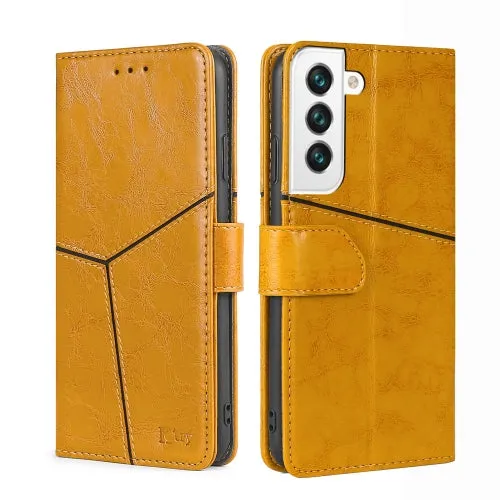 For Samsung Galaxy S22 5G Geometric Stitching Horizontal Flip Leather Case with Holder  Card