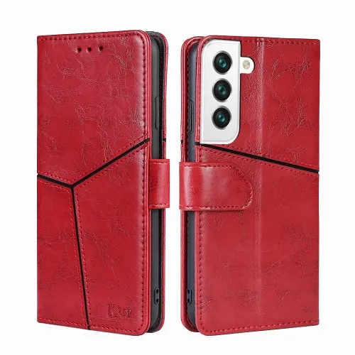 For Samsung Galaxy S22 5G Geometric Stitching Horizontal Flip Leather Case with Holder  Card