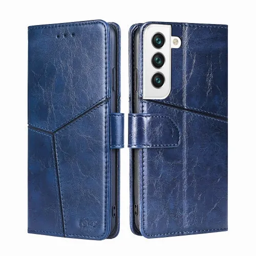 For Samsung Galaxy S22 5G Geometric Stitching Horizontal Flip Leather Case with Holder  Card
