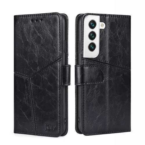 For Samsung Galaxy S22 5G Geometric Stitching Horizontal Flip Leather Case with Holder  Card
