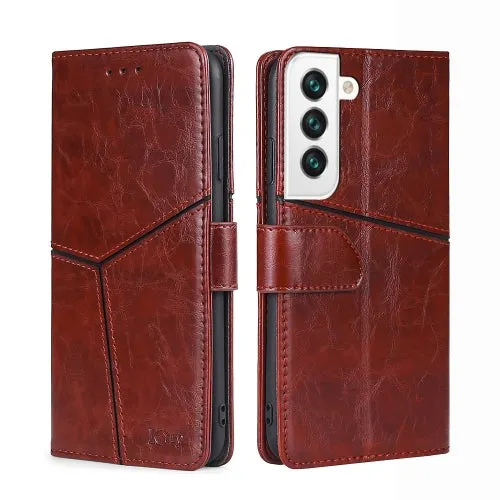 For Samsung Galaxy S22 5G Geometric Stitching Horizontal Flip Leather Case with Holder  Card