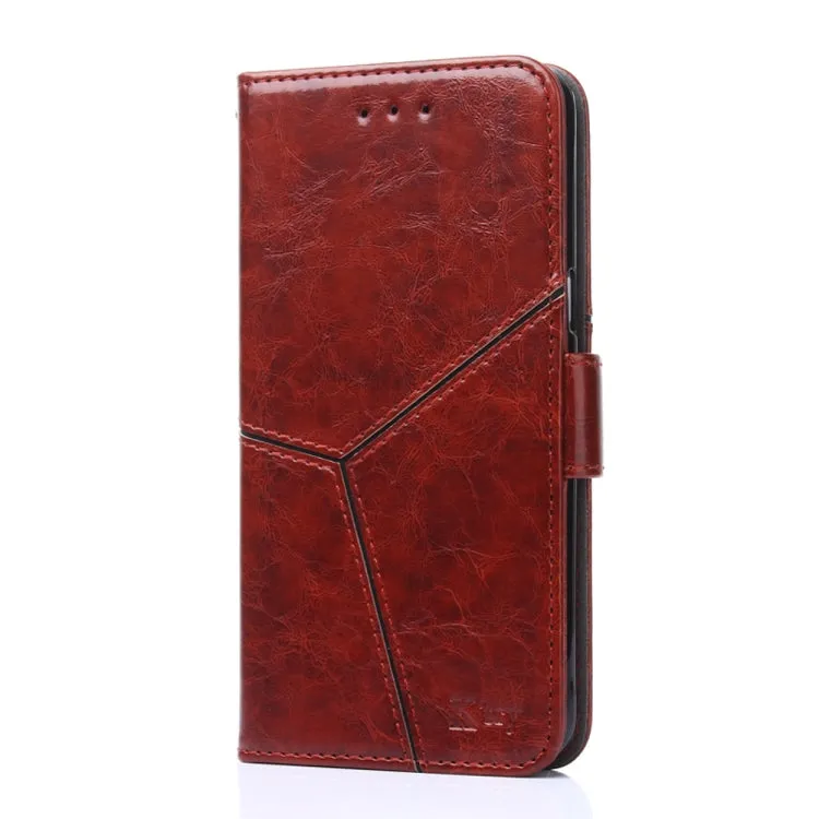 For Samsung Galaxy S22 5G Geometric Stitching Horizontal Flip Leather Case with Holder  Card