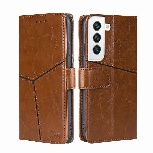 For Samsung Galaxy S22 5G Geometric Stitching Horizontal Flip Leather Case with Holder  Card