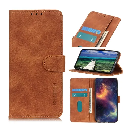 For Samsung Galaxy S22 5G KHAZNEH Retro Texture PU   TPU Horizontal Flip Leather Case with Holder