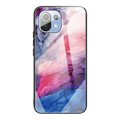 For Xiaomi Mi 11 Abstract Marble Pattern Glass Protective Case(Abstract