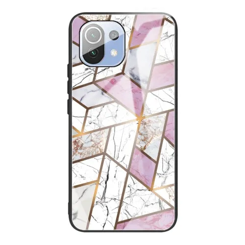 For Xiaomi Mi 11 Abstract Marble Pattern Glass Protective Case(Abstract