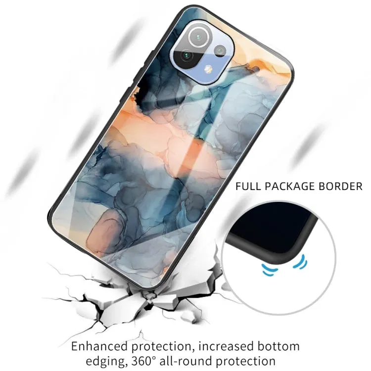 For Xiaomi Mi 11 Abstract Marble Pattern Glass Protective Case(Abstract