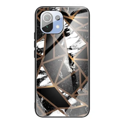 For Xiaomi Mi 11 Abstract Marble Pattern Glass Protective Case(Abstract