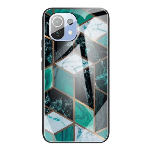 For Xiaomi Mi 11 Abstract Marble Pattern Glass Protective Case(Abstract