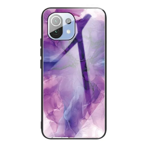 For Xiaomi Mi 11 Abstract Marble Pattern Glass Protective Case(Abstract