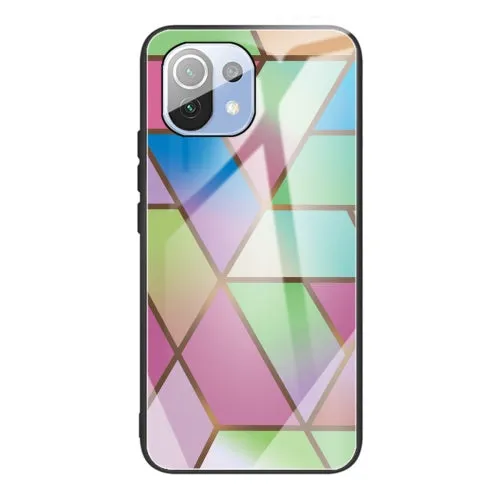 For Xiaomi Mi 11 Abstract Marble Pattern Glass Protective Case(Abstract