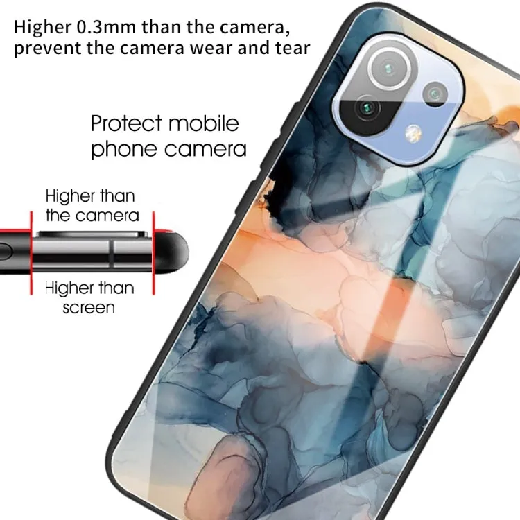 For Xiaomi Mi 11 Abstract Marble Pattern Glass Protective Case(Abstract
