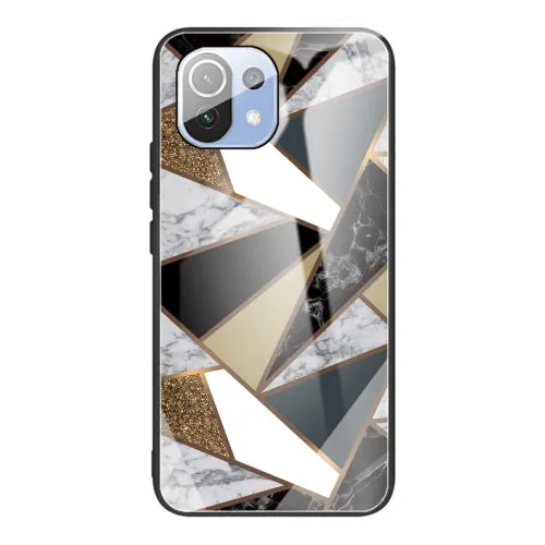 For Xiaomi Mi 11 Abstract Marble Pattern Glass Protective Case(Abstract