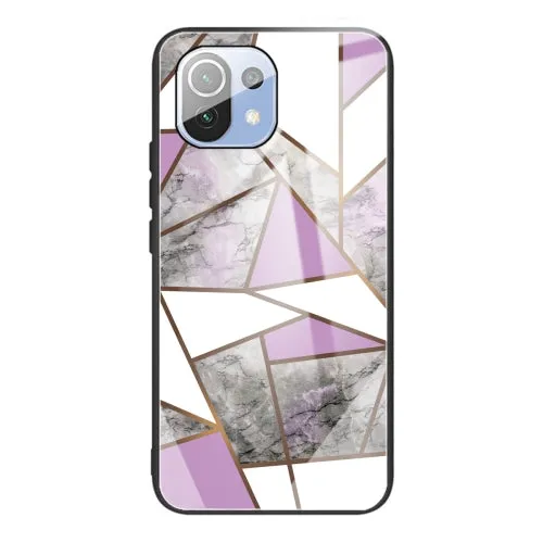 For Xiaomi Mi 11 Abstract Marble Pattern Glass Protective Case(Abstract