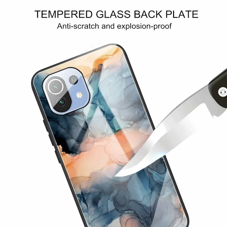 For Xiaomi Mi 11 Abstract Marble Pattern Glass Protective Case(Abstract