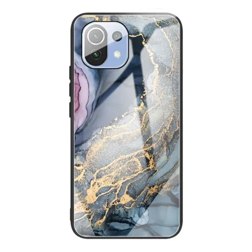 For Xiaomi Mi 11 Abstract Marble Pattern Glass Protective Case(Abstract