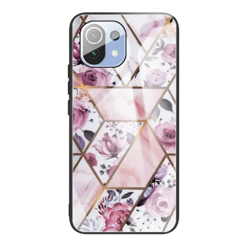For Xiaomi Mi 11 Abstract Marble Pattern Glass Protective Case(Abstract