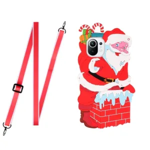 For Xiaomi Mi 11 Christmas Series Silicone Shockproof Case with Neck Lanyard(Santa