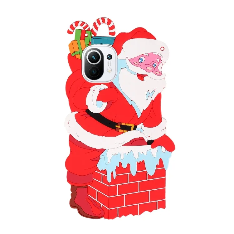 For Xiaomi Mi 11 Christmas Series Silicone Shockproof Case with Neck Lanyard(Santa