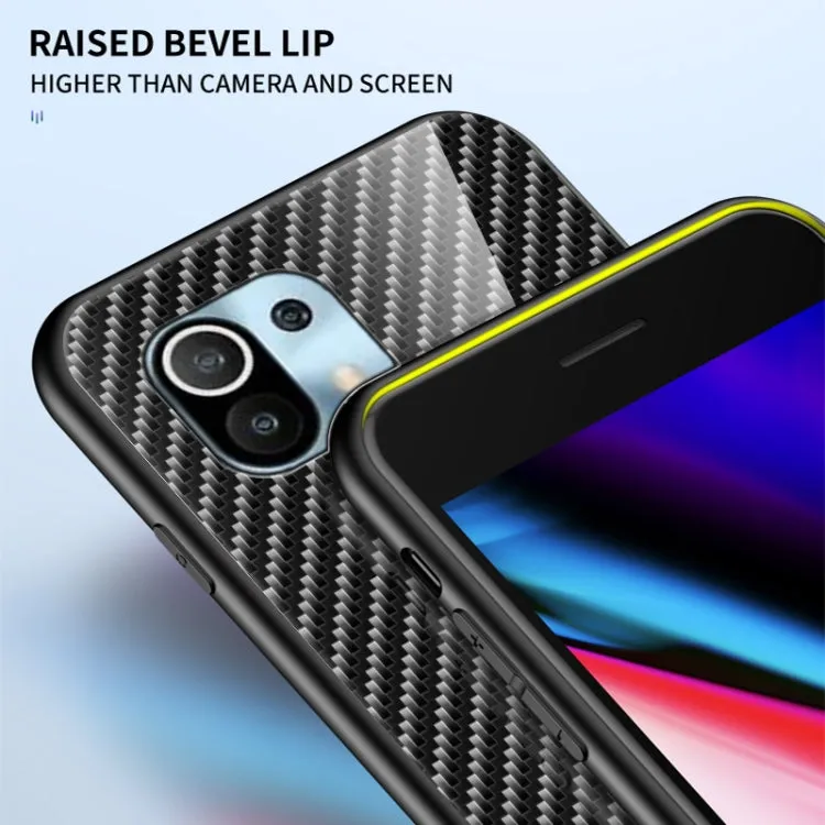For Xiaomi Mi 11 Gradient Carbon Fiber Texture TPU Border Tempered Glass Case(Colorful