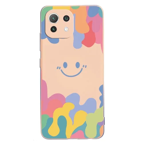 For Xiaomi Mi 11 Painted Smiley Face Pattern Liquid Silicone Shockproof Case(Dark