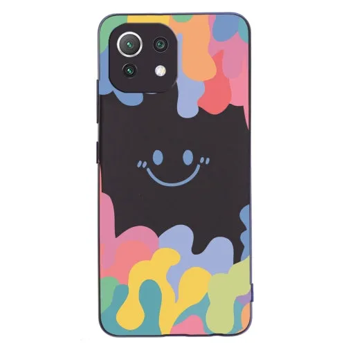 For Xiaomi Mi 11 Painted Smiley Face Pattern Liquid Silicone Shockproof Case(Dark