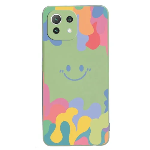 For Xiaomi Mi 11 Painted Smiley Face Pattern Liquid Silicone Shockproof Case(Dark