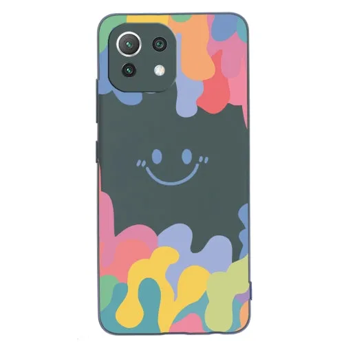 For Xiaomi Mi 11 Painted Smiley Face Pattern Liquid Silicone Shockproof Case(Dark