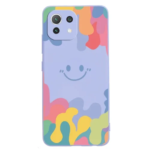 For Xiaomi Mi 11 Painted Smiley Face Pattern Liquid Silicone Shockproof Case(Dark
