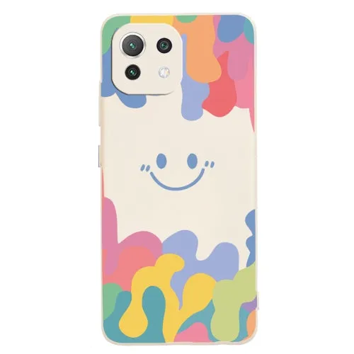 For Xiaomi Mi 11 Painted Smiley Face Pattern Liquid Silicone Shockproof Case(Dark