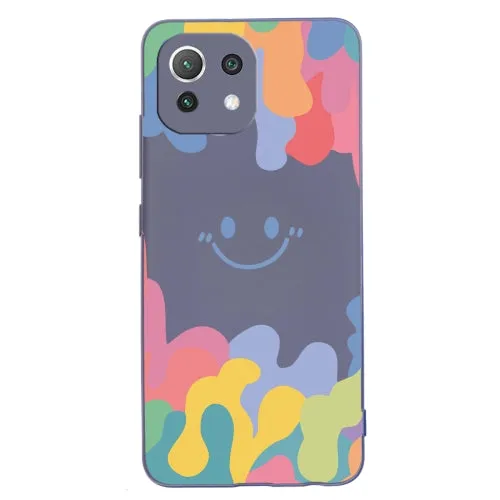 For Xiaomi Mi 11 Painted Smiley Face Pattern Liquid Silicone Shockproof Case(Dark