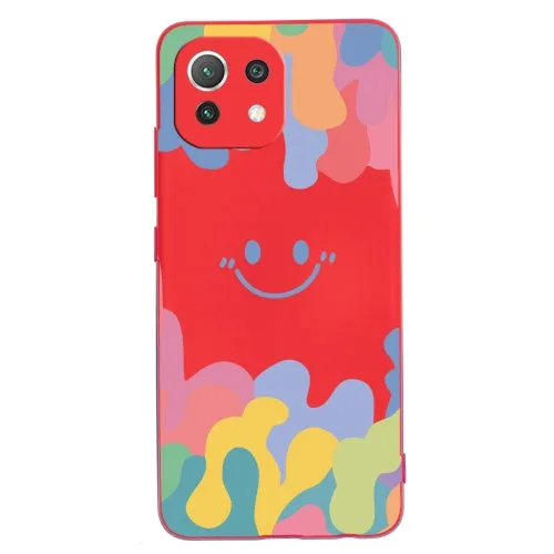 For Xiaomi Mi 11 Painted Smiley Face Pattern Liquid Silicone Shockproof Case(Dark