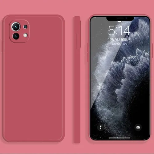 For Xiaomi Mi 11 Solid Color Imitation Liquid Silicone Straight Edge Dropproof Full Coverage