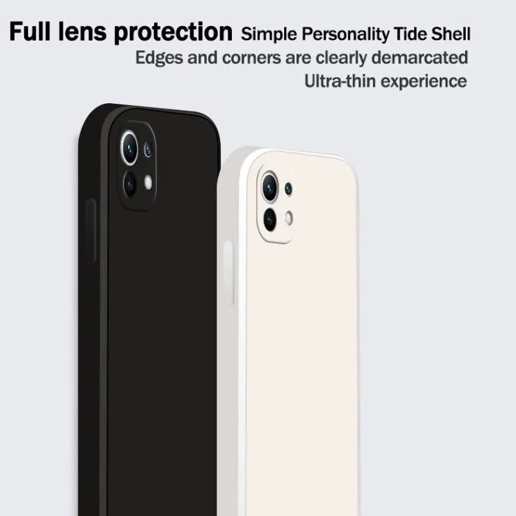 For Xiaomi Mi 11 Solid Color Imitation Liquid Silicone Straight Edge Dropproof Full Coverage