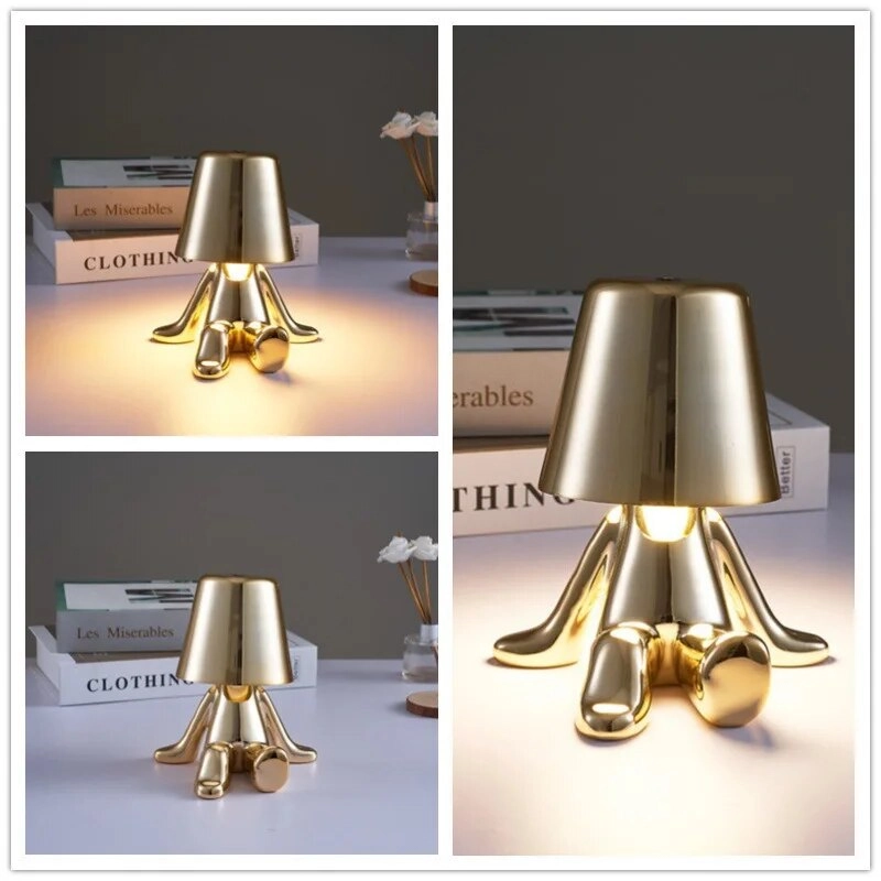 Golden Statue Table Lamp With Different Movements