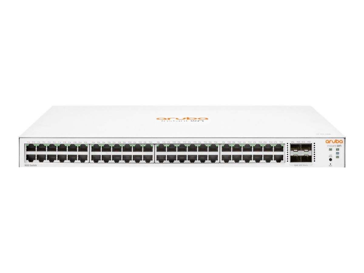 HPE Networking Instant On 1830 48G 4SFP Switch - Switch - smart - 48 x 10/100/1000   4 x Gigabit SFP - desktop, rack-mountable JL814A#B2E