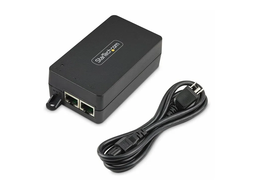 StarTech.com 1-Port 10Gbps PoE   Injector, 60W, PoE   (802.3af/at/bt) - PoE injector - unmanaged inline - AC 100-240 V - 60 Watt AF31XC-POE-INJECTOR