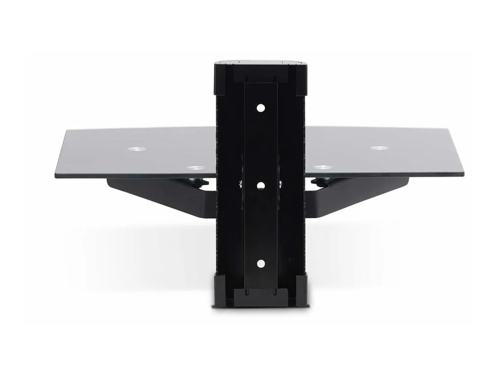 StarTech.com Floating Wall-Mounted AV Shelf, Adjustable Height Shelf For Under TV, Organize A/V Equipment On Black Tempered Glass 1B-WALL-MOUNT-SHELF