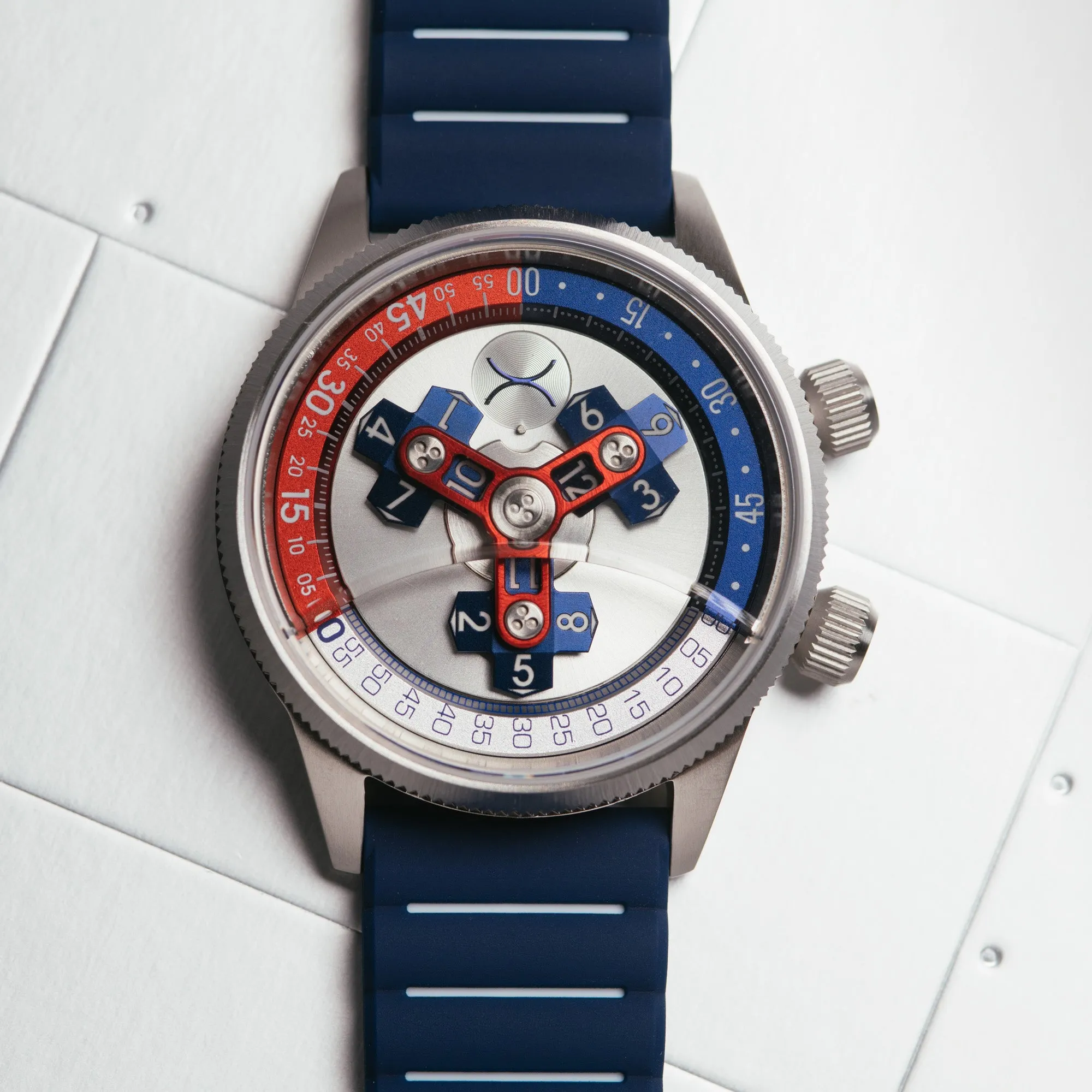 Vendetta II Automatic Wandering Hour Navy Red