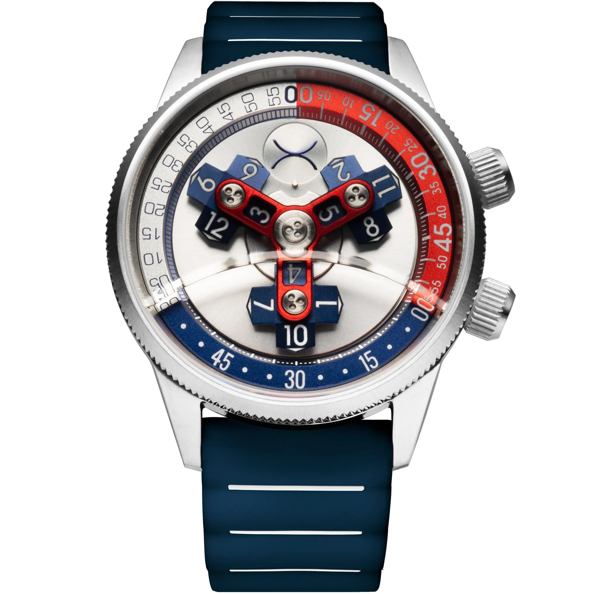 Vendetta II Automatic Wandering Hour Navy Red
